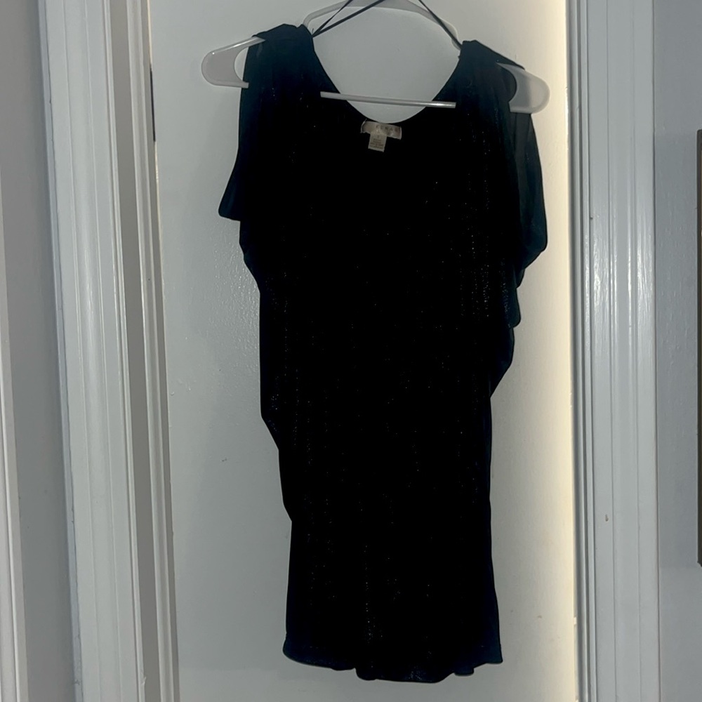 Shimmery black batwing top